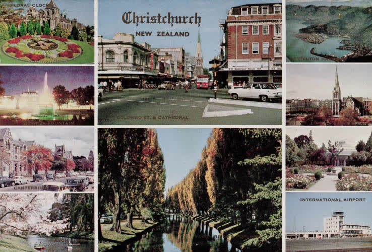 Composite postcard of Christchurch views, 1960