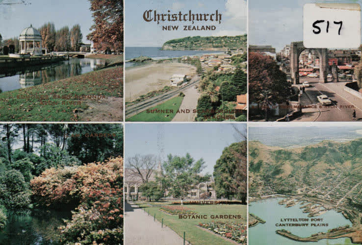 Composite postcard of Christchurch views, 1960
