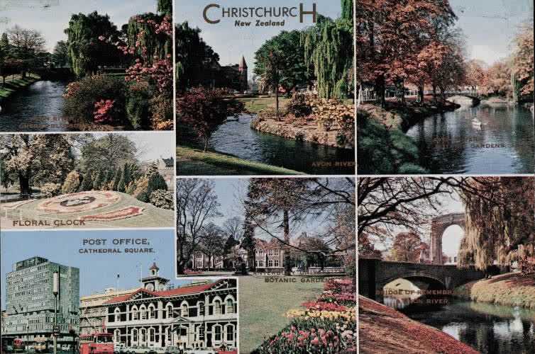 Composite postcard of Christchurch views, 1960