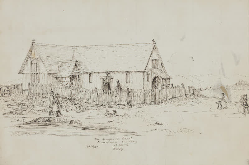 Sketch: The Temporary Church, 1854