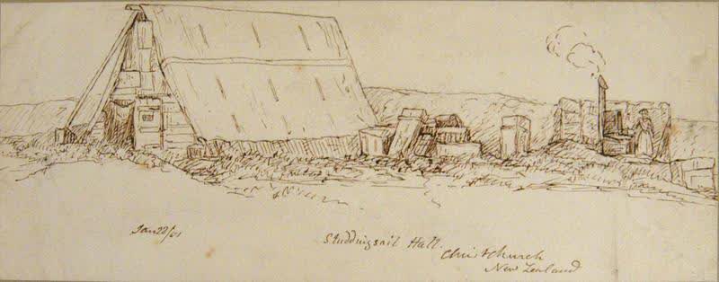 Sketch: Studding Sail Hall, 1851