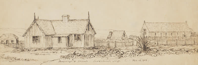 Sketch: Parsonage and Church, 1852