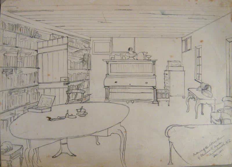 Sketch: Interior of the Sitting Room of Blackwall House, 1851