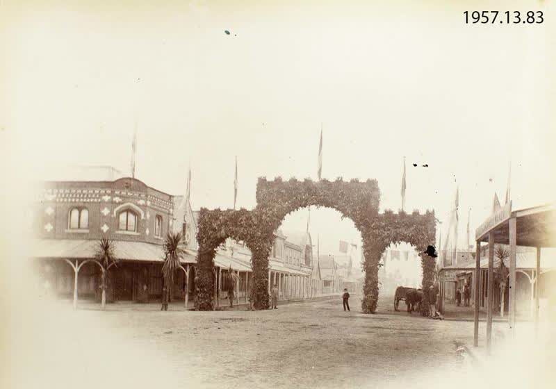 Photograph: Arch in Cashel Street, 1869