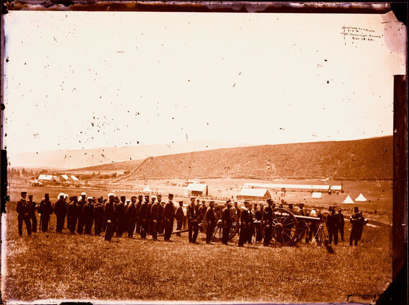 Glass Plate Negative: Artillery Company Canterbury Volunteer Regiment, Hillsborough, 1865