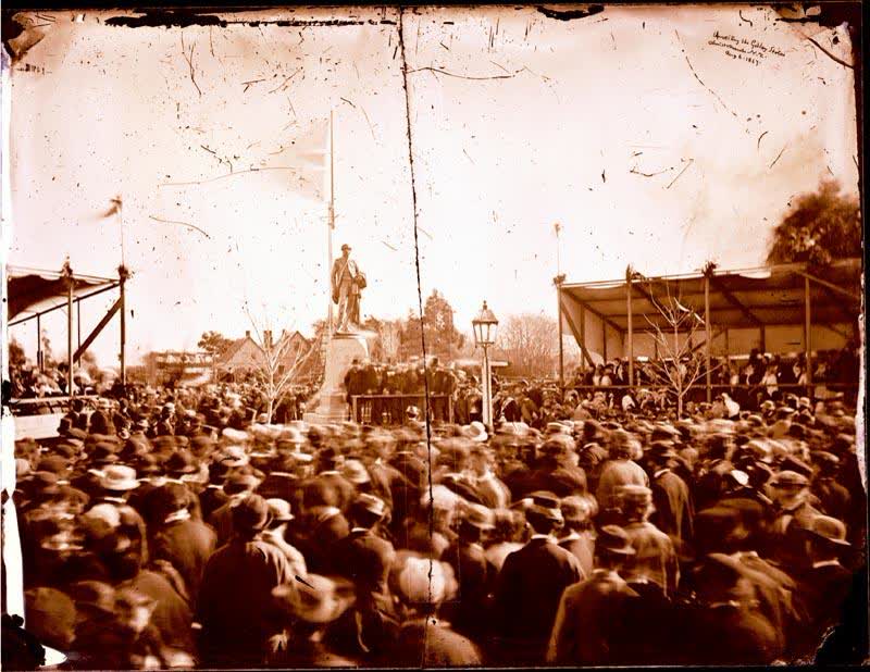 Glass Plate Negative: Unveiling the John Robert Godley Statue, 1867