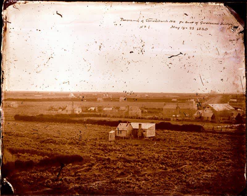 Glass Plate Negative: Panorama of Christchurch, 1860