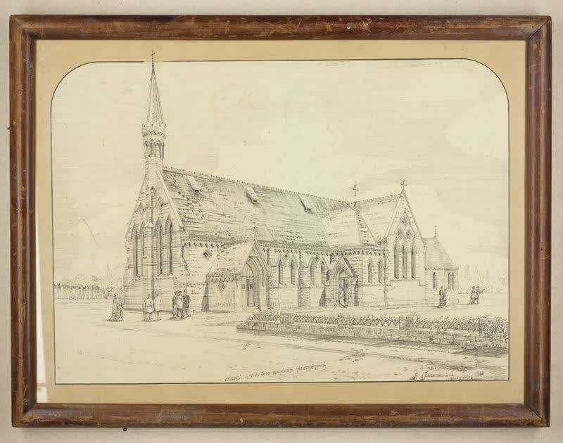 Mountfort Line Drawing: Anglican Church of the Good Shepherd, Phillipstown, 1877 [?], 1877