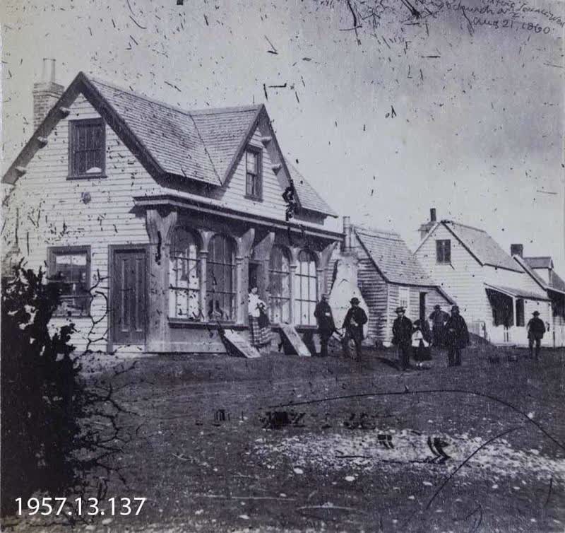 Photograph: Standard Office, Oxford Terrace West, Christchurch 1860, 1860