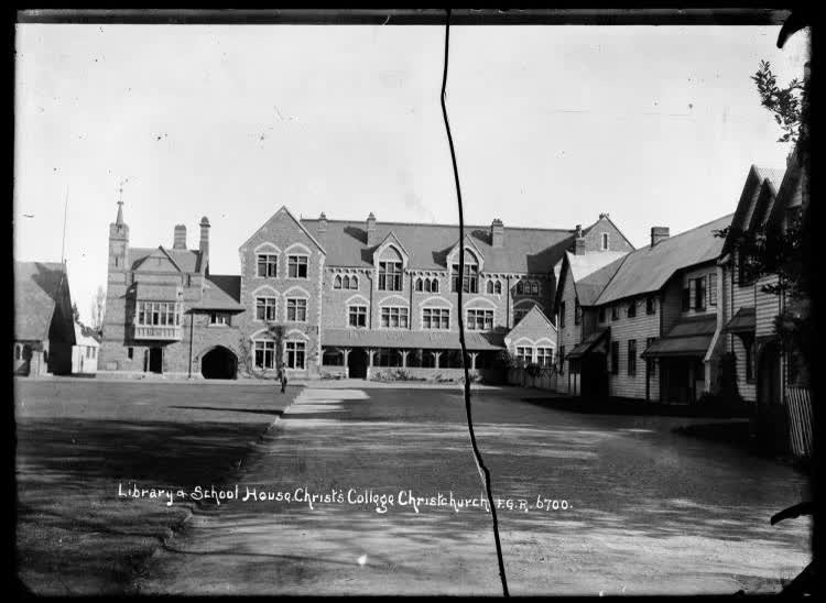 Library & School House, Christ's College, Christchurch, 1910