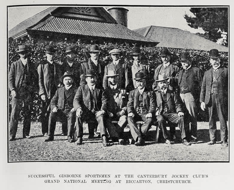 Successful Gisborne Sportsmen At The Canterbury Jockey Club's Grand National Meeting At Riccarton, Christchurch, 1910