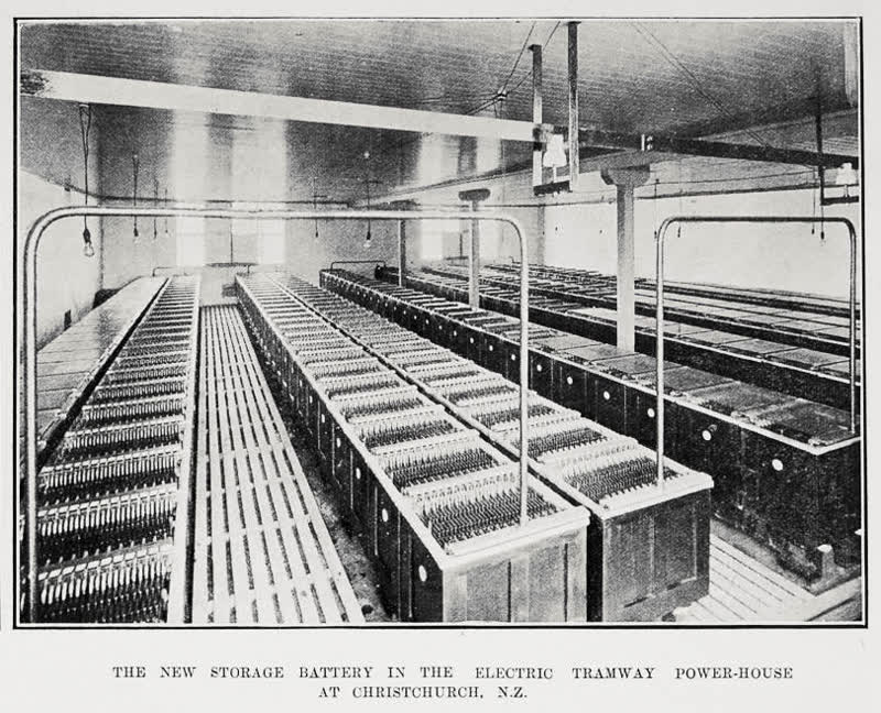 The New Storage Battery In The Electric Tramway Power-House At Christchurch, N.Z., 1910