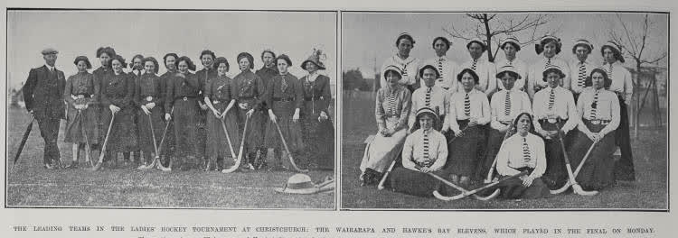 The Leading Teams In The Ladies' Hockey Tournament At Christchurch, 1912