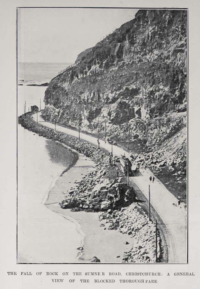 The Fall Of Rock On The Sumner Road, Christchurch, 1912