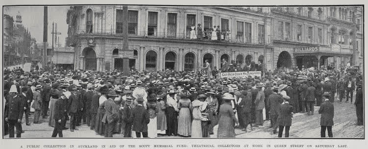 A public collection in Auckland in aid of the Scott Memorial fund, 1913