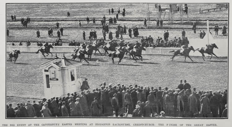 The big event at the Canterbury Easter meeting at Riccarton Racecourse, Christchurch, 1913