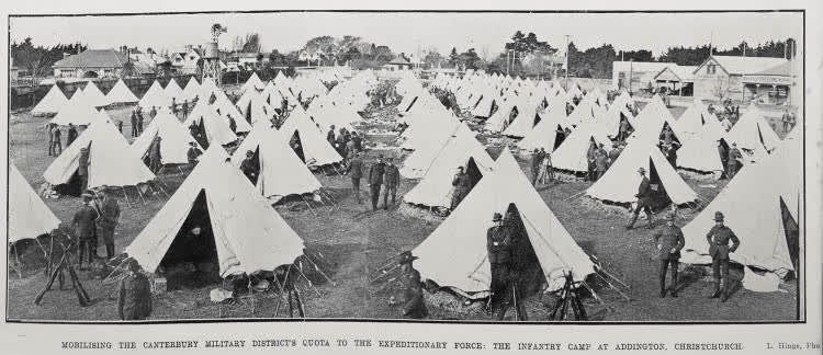 Mobilising the Canterbury military districts quota to the Expeditionary Force, 1914