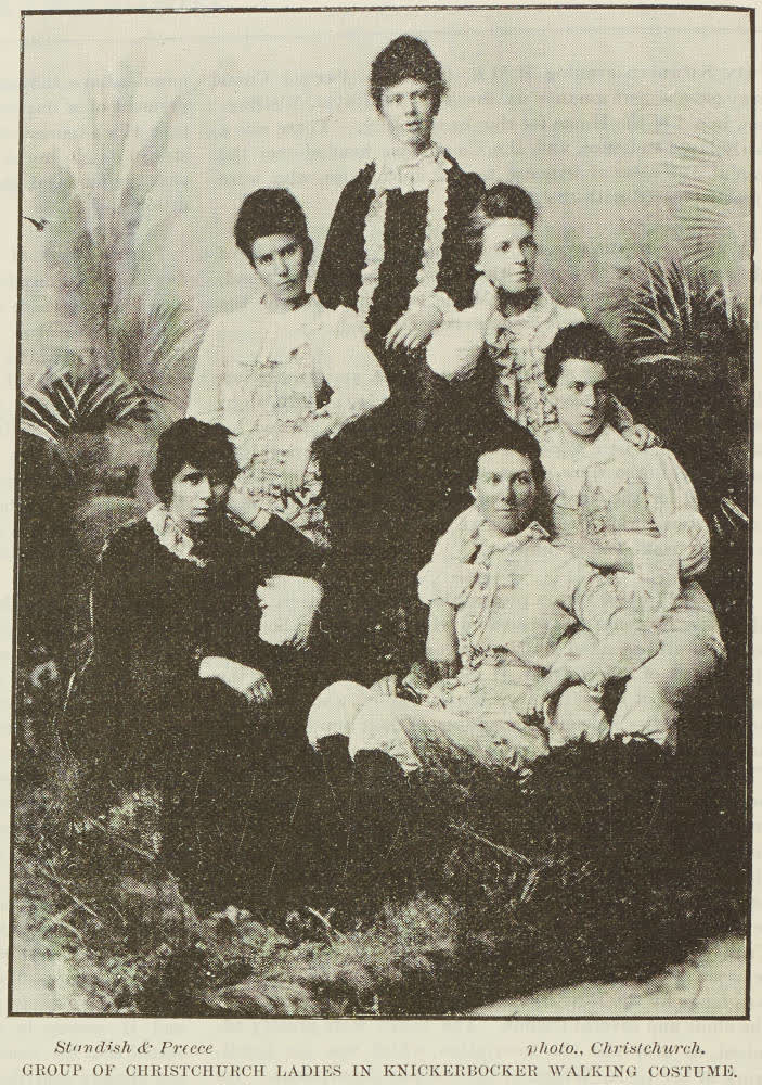 Group of Christchurch ladies in knickerbocker walking costume, 1893