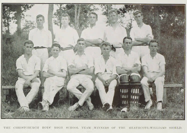 The Christchurch Boys' High School team, winners of the Heathcote-Williams Shield, 1912