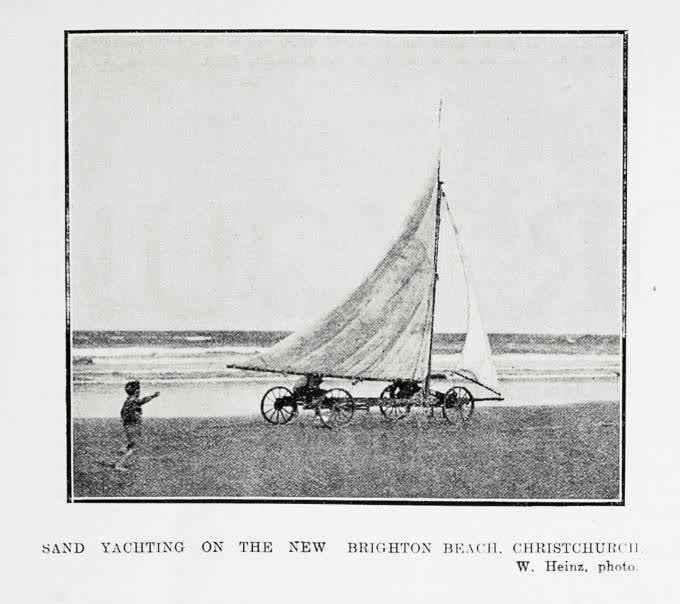 Sand Yachting on the New Brighton Beach Christchurch, 1923