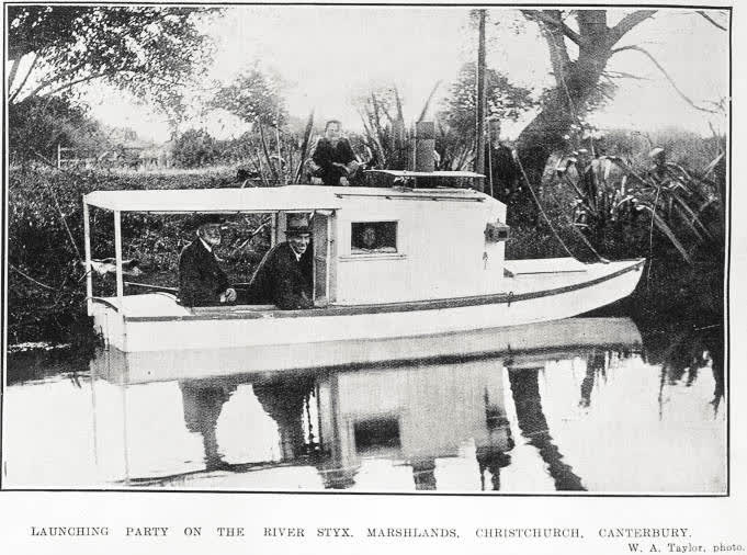 Launching Party on the River Styx, Marshlands, Christchurch, Canterbury, 1923