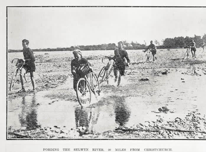 Fording the Selwyn River 20 Miles from Christchurch, 1923