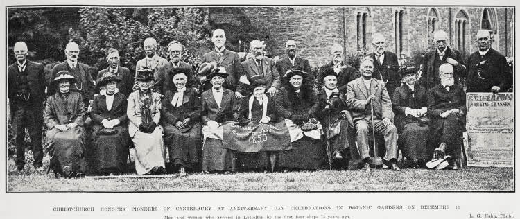 Christchurch honours pioneers of Canterbury at Anniversary Day celebrations in botanic gardens on December 16, 1924