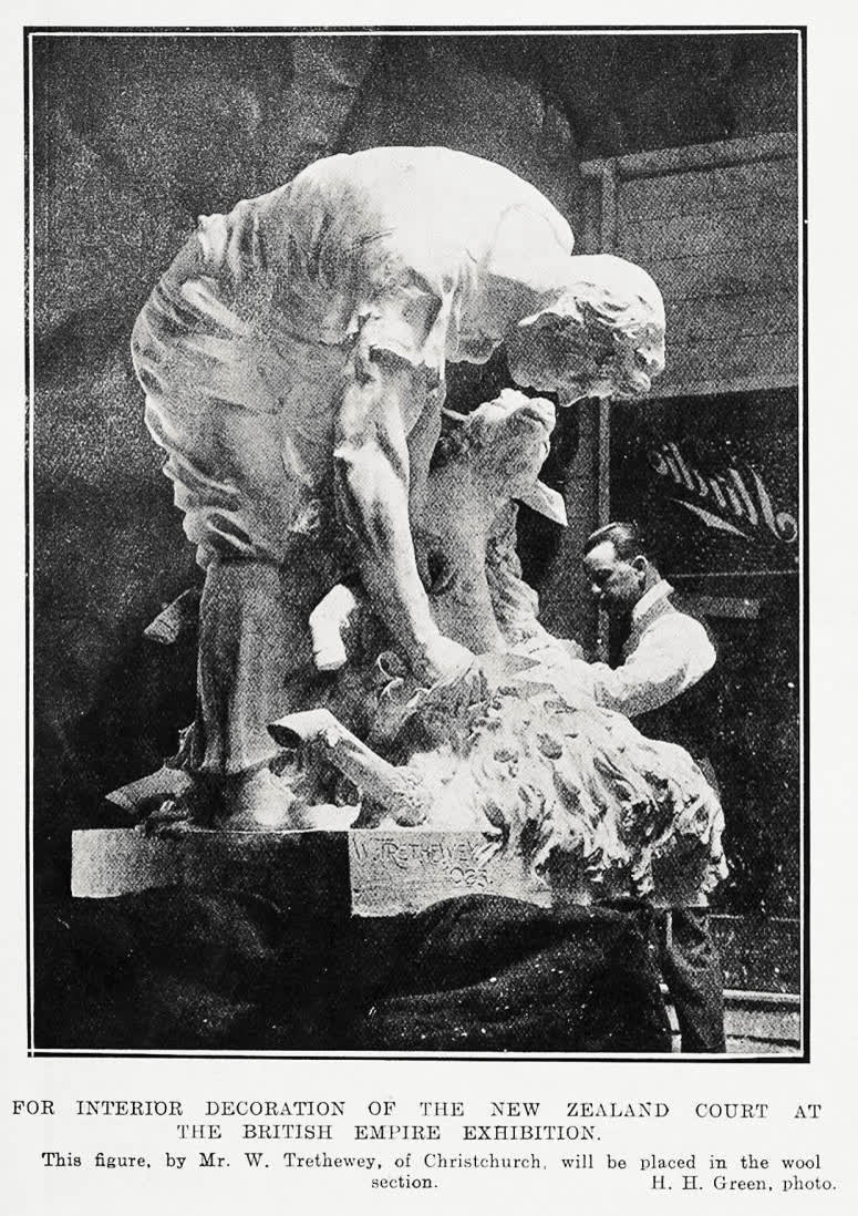 For interior decoration of the New Zealand court at the British Empire Exhibition, 1924