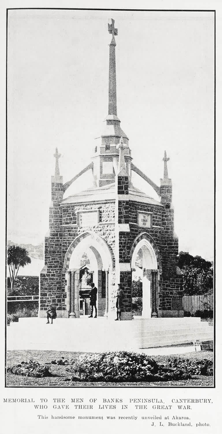 Memorial to the men of Banks Peninsula, Canterbury, who gave their lives in the war, 1924