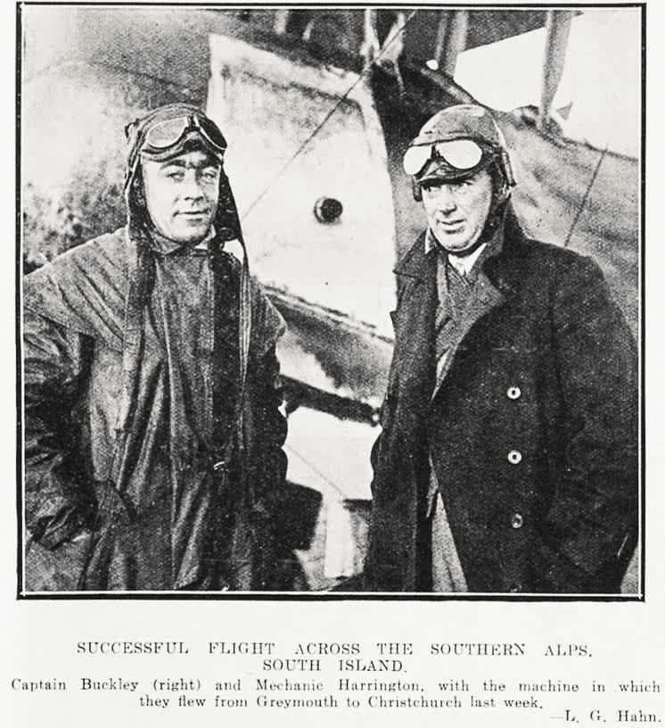 Successful flight across the Southern Alps, South Island, 1924