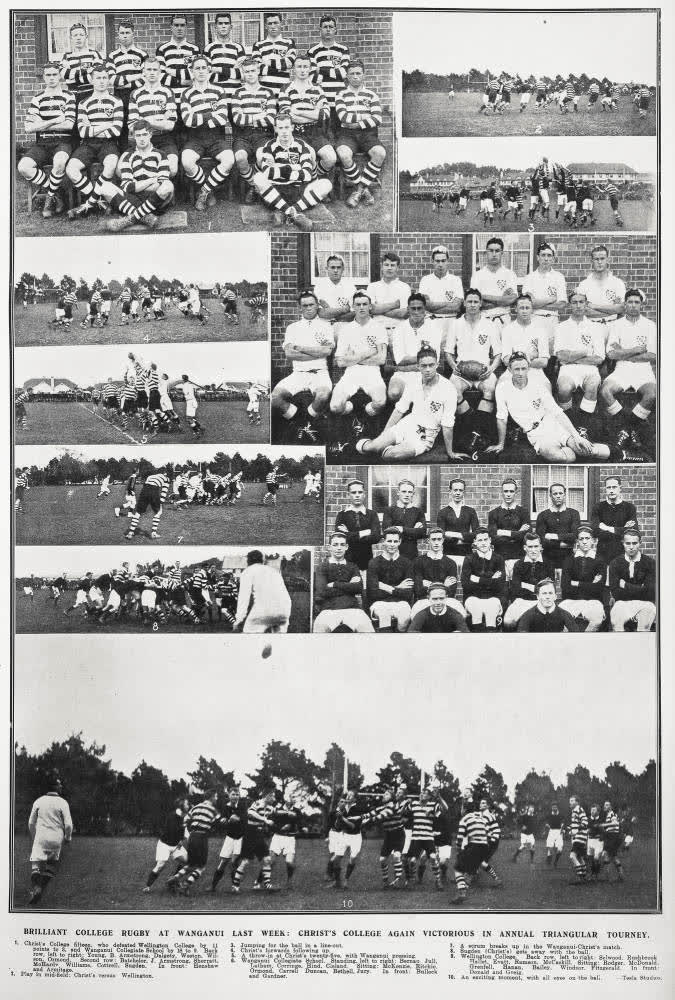 Brilliant college rugby at Wanganui last: Christ's College again victorious in annual triangular tourney, 1924