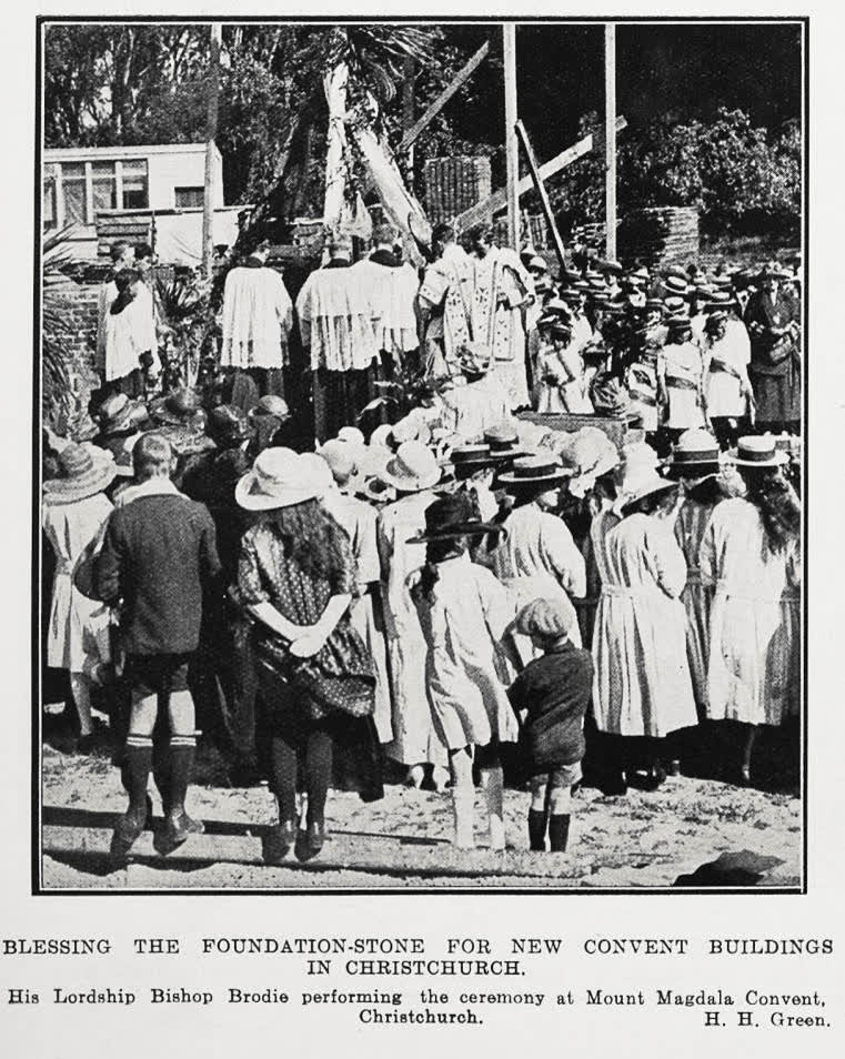 Blessing the foundation-stone for new Convent buildings in Christchurch, 1924