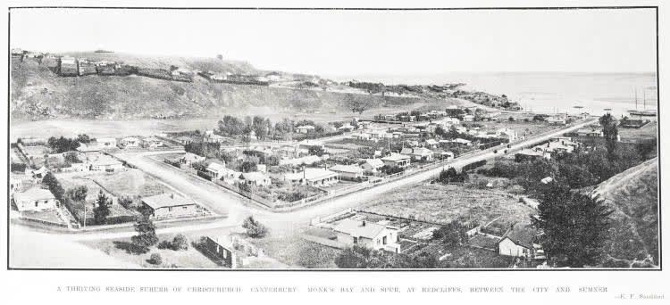 A Thriving Seaside Suburb of Christchurch Canterbury: Monk's Bay and Spur, At Redcliffs, Between The City and Summer, 1925