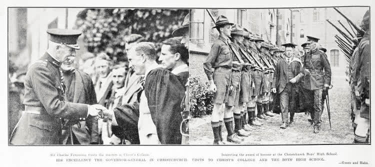 His Excellency The Governor General In Christchurch: Visits To Christ's College and The Boy's High School, 1925