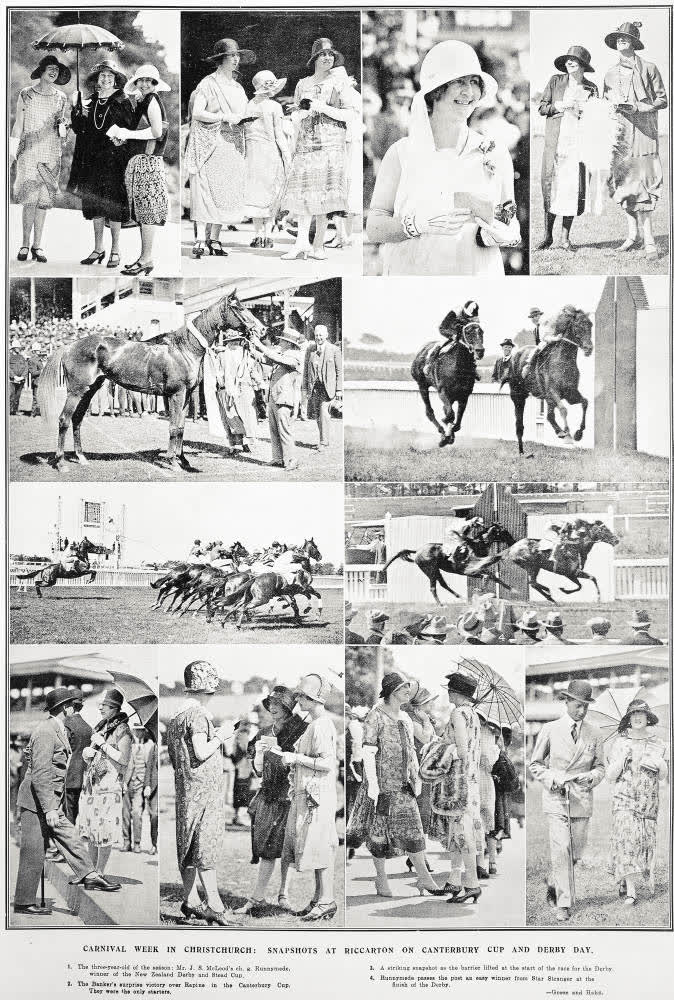 Carnival Week In Christchurch: Snapshots At Riccarton on Canterbury Cup and Derby Day, 1925