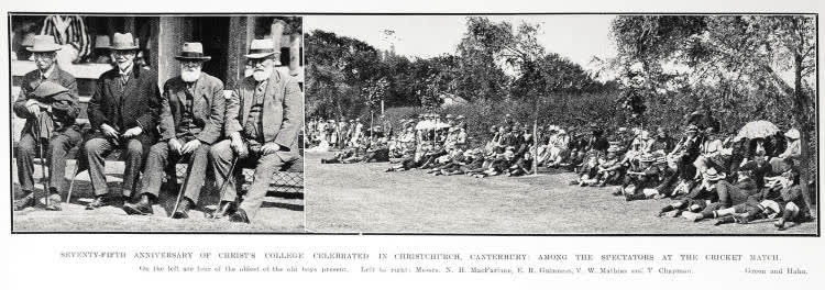 Seventy-Fifth Anniversary of Christ's College Celebrated In Christchurch, Canterbury Among The Spectators at the Cricket Match, 1925