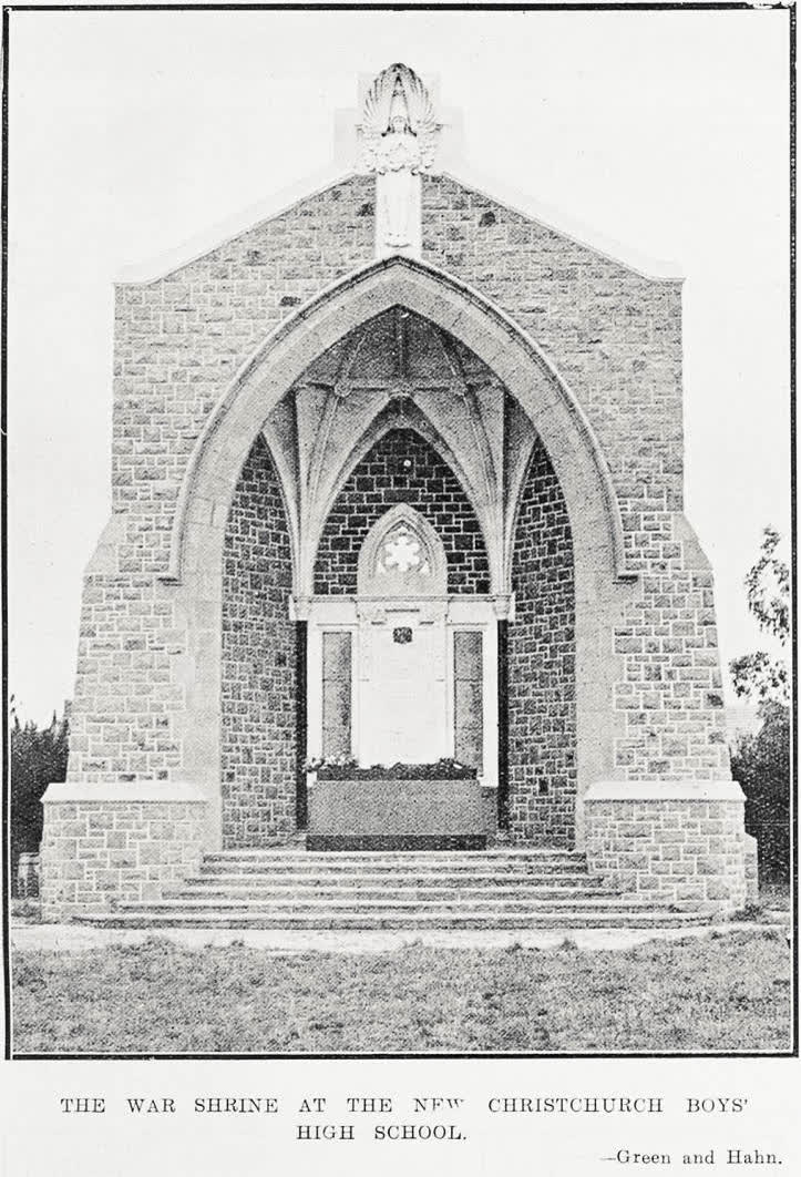 The War Shrine at the New Christchurch Boys High School, 1926