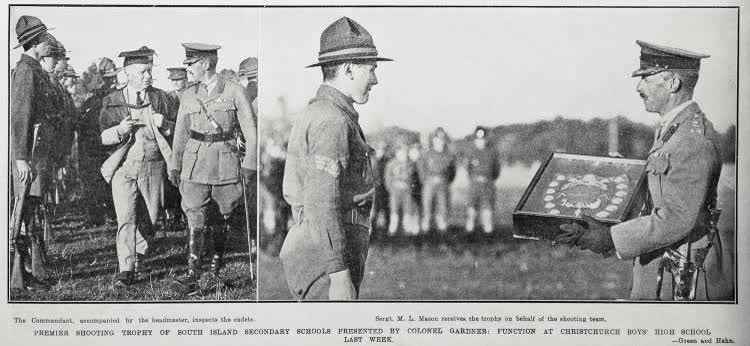 Premier Shooting Trophy of South Island Secondary Schools Presented By Colonel Gardner, 1926