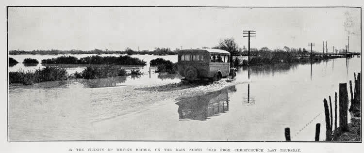In The Vicinity of White's Bridge, on the Main North Road From Christchurch Last Thursday, 1926