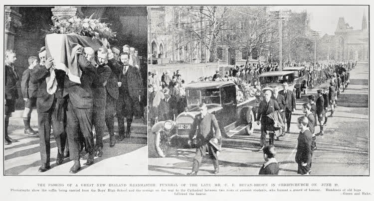The passing of a great New Zealand headmaster: funeral of the late Mr. C. E. Bevan-Brown in Christchurch on June 17, 1926