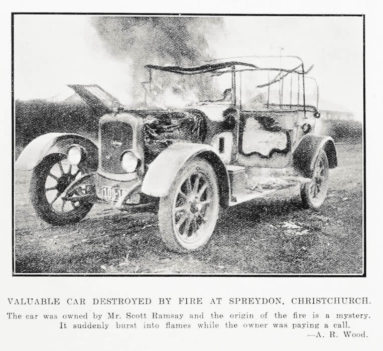 Valuable Car Destroyed By Fire At Spreydon, Christchurch, 1926