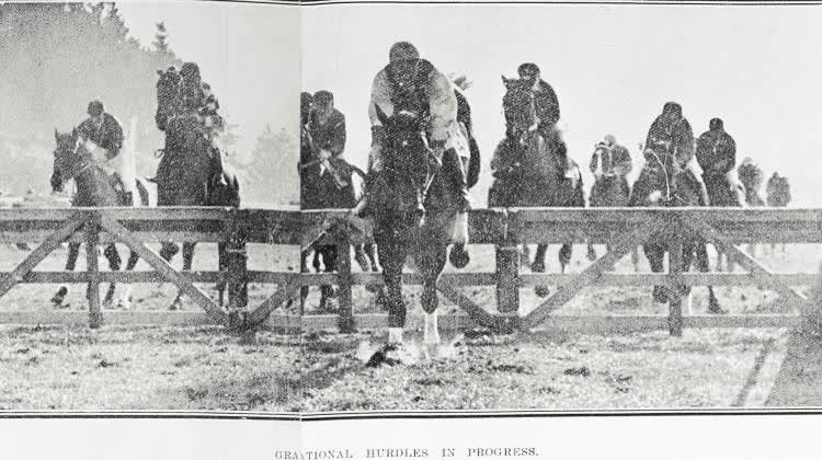 Grand National hurdles in progress, 1926