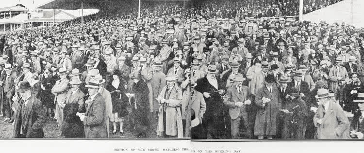 Section of the Crowd Watching The Racing on the Opening Day, 1926