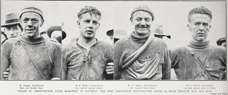 Participants in the Timaru to Christchurch cycle marathon, 1926