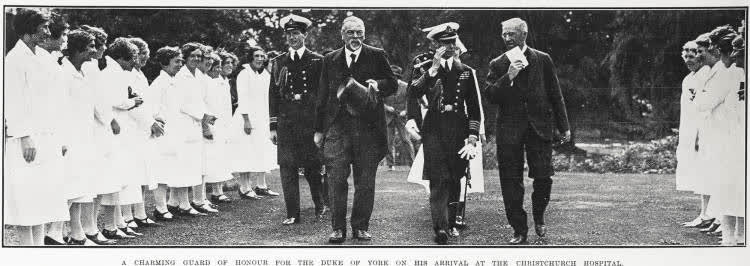 A Charming Guard Of Honour for the Duke Of York On His Arrival at the Christchurch Hospital, 1927