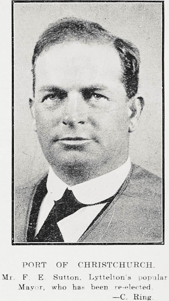 Port of Christchurch: Mr. F. E. Sutton, Lyttelton's popular Mayor, who has been re-elected, 1927