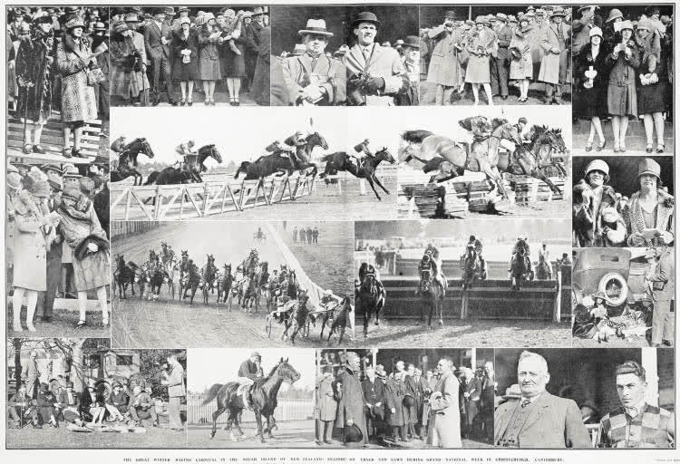 Snapshot On Track And Lawn During Grand National Week In Christchurch Canterbury, 1927
