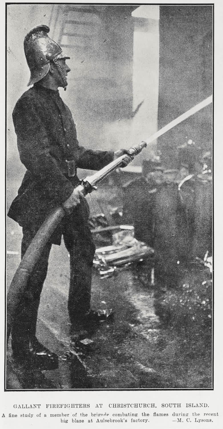 Gallant Firefighters At Christchurch, South Island, 1927