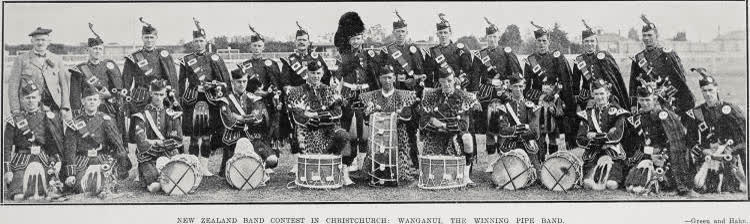 New Zealand Band Contests In Christchurch: Wanganui, The Winning Pipe Band, 1928
