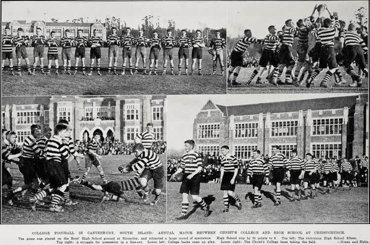 College Football In Canterbury, South Island: Annual Match Between Christ's College And High School At Christchurch, 1928